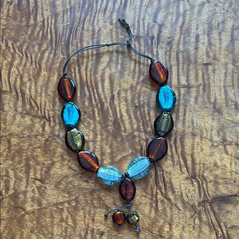 Elegant Multicolor Glass Beaded Necklace adjustable length